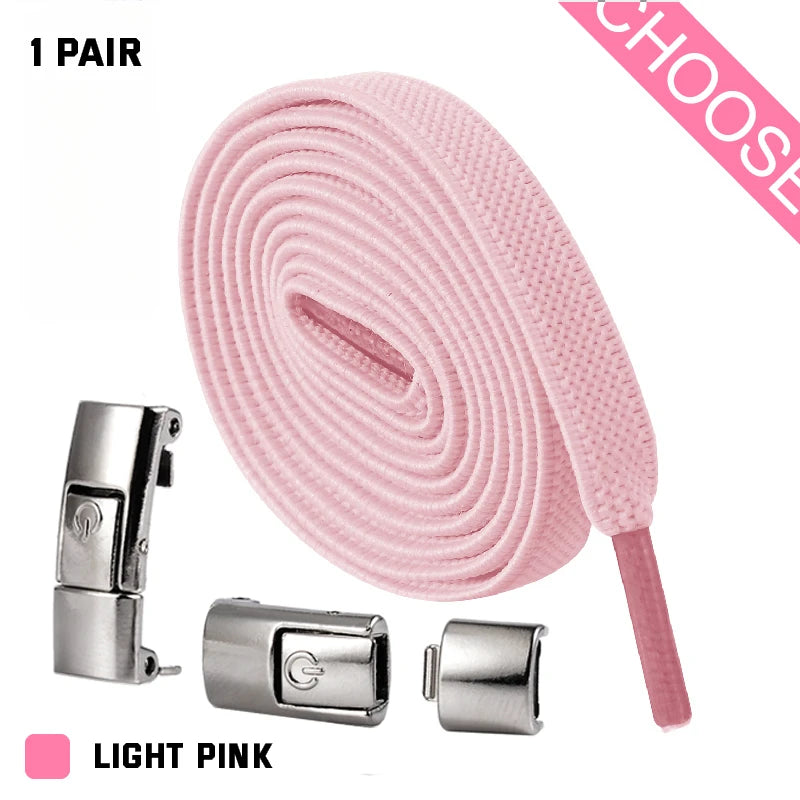 New Press Lock Shoelaces without ties Elastic Laces Sneaker 8MM Widened Flat No Tie Shoe laces Kids Adult Shoelace for Shoes