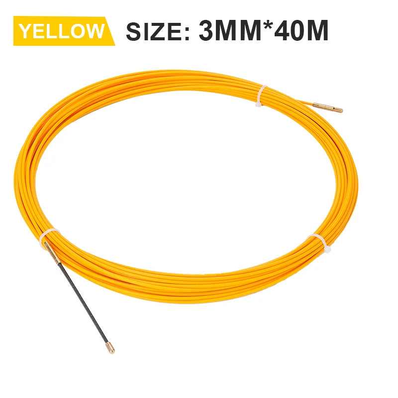 3mm 5M-50M Fiberglass Cable Puller Electrician Tape Conduit Ducting Wall Wire Threader Fish Guide Electrician Pushing Tape