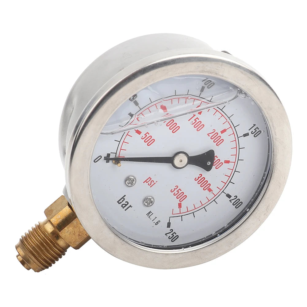 Hydraulic Gauge Hydraulic Pressure Gauge Manometer 0-250Bar 0- 3750PSI G1/4 63mm Hydraulic Water Pressure Gauge Meter