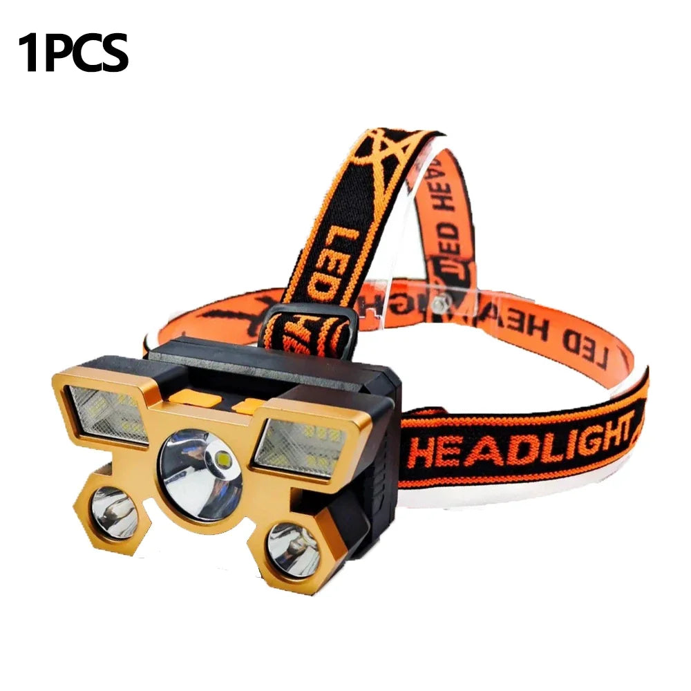 Outdoor High brightness 5LED Headset flashlight Outdoor household portable USB rechargeable Fishing miner lamp Strong headlight