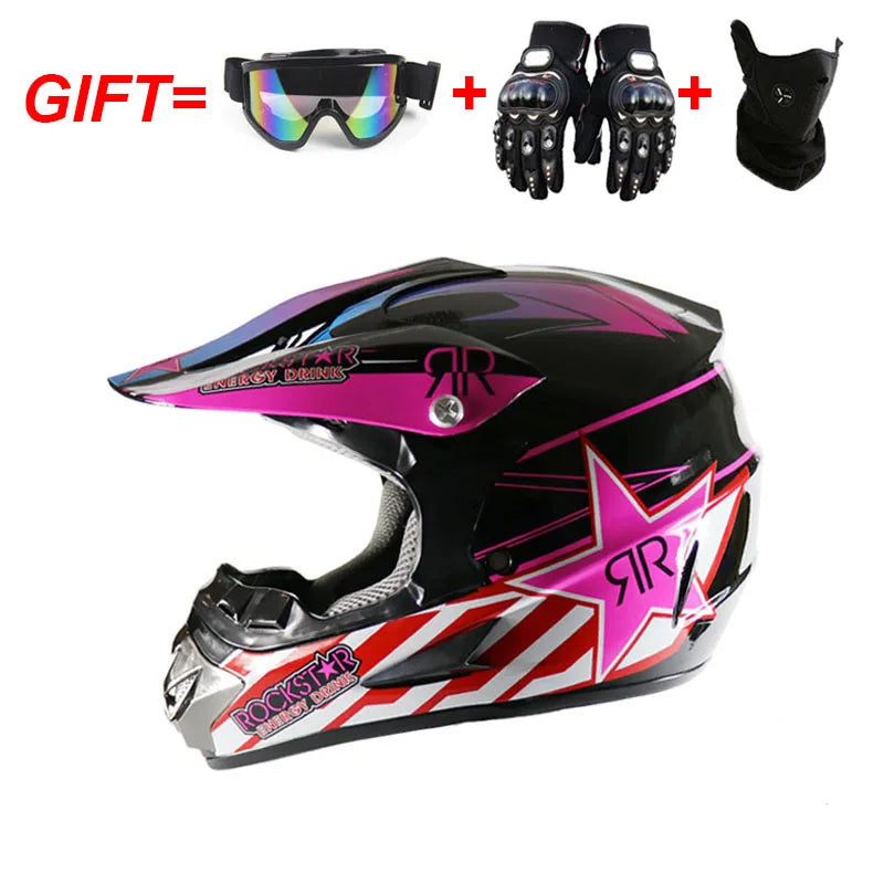 Adult Motocross Dirt Bike Helmet Dirtbike ATV Helmet Unisex Adult Men Women Adjustable Off-Road Motorcycle Helmet