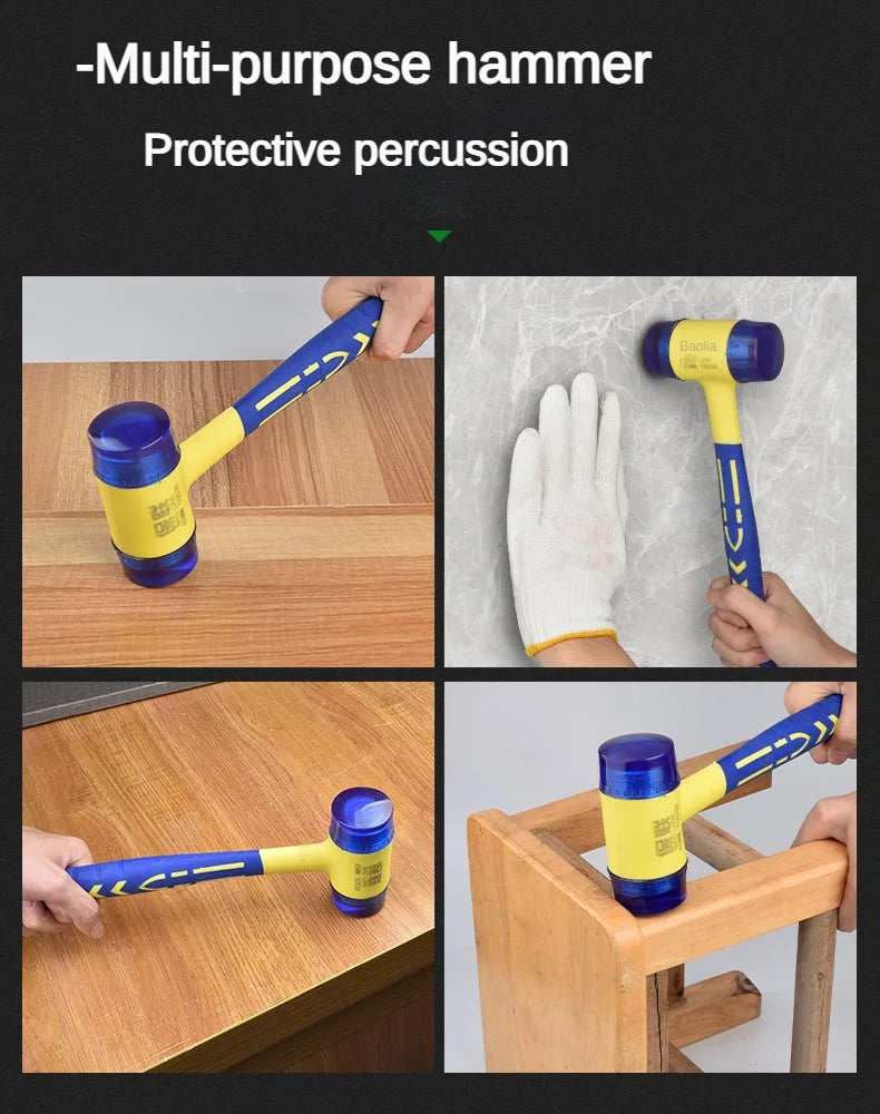 1 Double Headed Installation Hammer, 25mm To 45mm Rubber Hammer With Rubber Handle, Detachable Insulated Installation Hammer