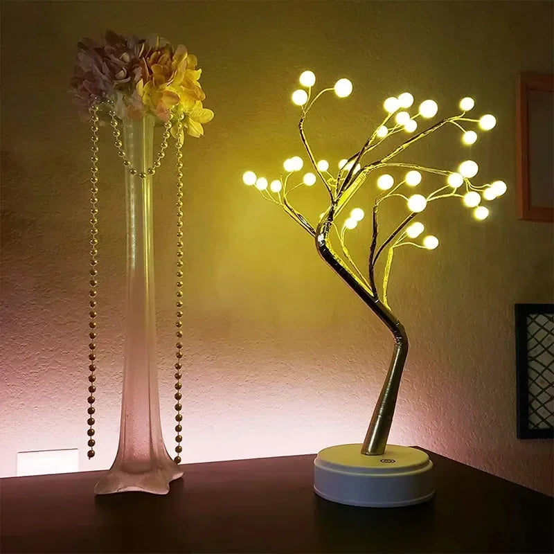 LED Table Lamp Tree Flower Blossom Fairy Light Night Lights DIY Artificial Christmas Creative Lighting Decoration