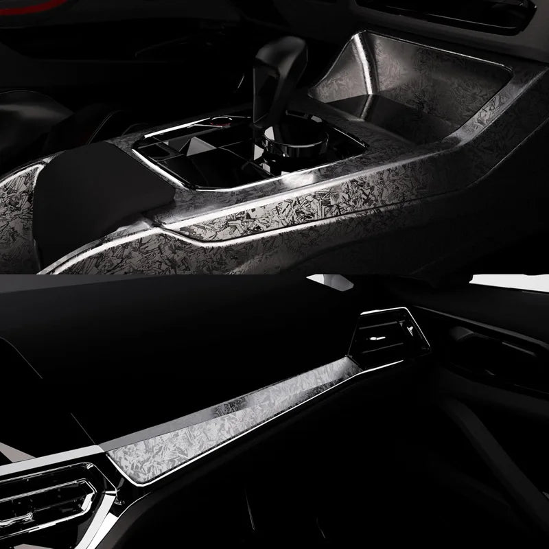 Premium Gloss Chrome Silver Forged Carbon Vinyl Wrap Film with Air Release Self Adhesive Decal Car Wrapping