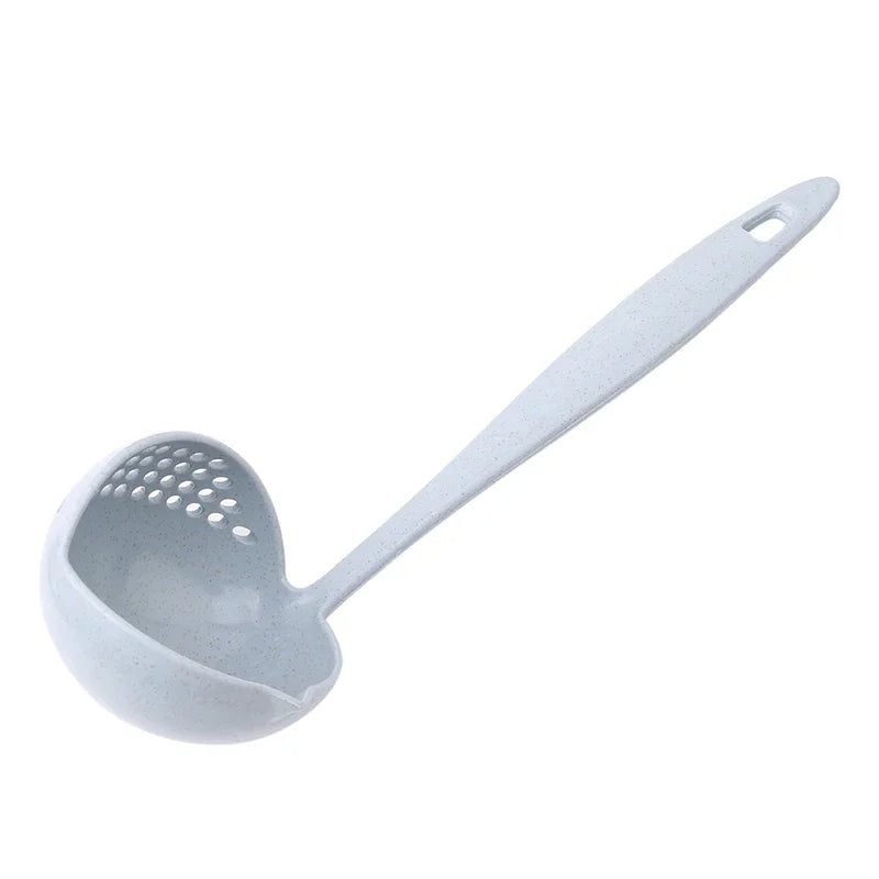 2 In 1 Creative Wheat Straw Soup Spoon Long Handle Lovely Porridge Spoons With Filter Dinnerware Kitchen Colander Tools