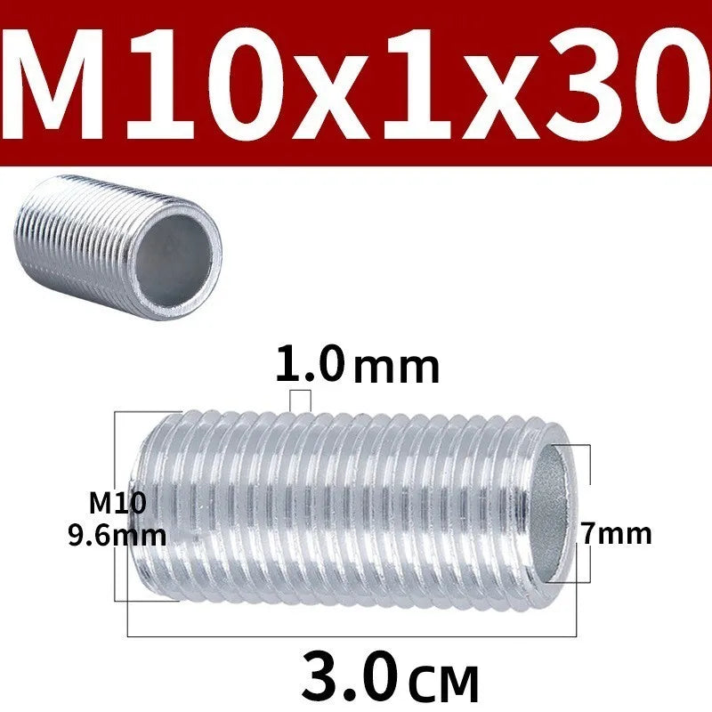Lamp Tooth Tube Metal M10 Hollow Threaded Tube Galvanized Led Lamp Head Link Fixed Base Support Rod Lighting Accessories Screws