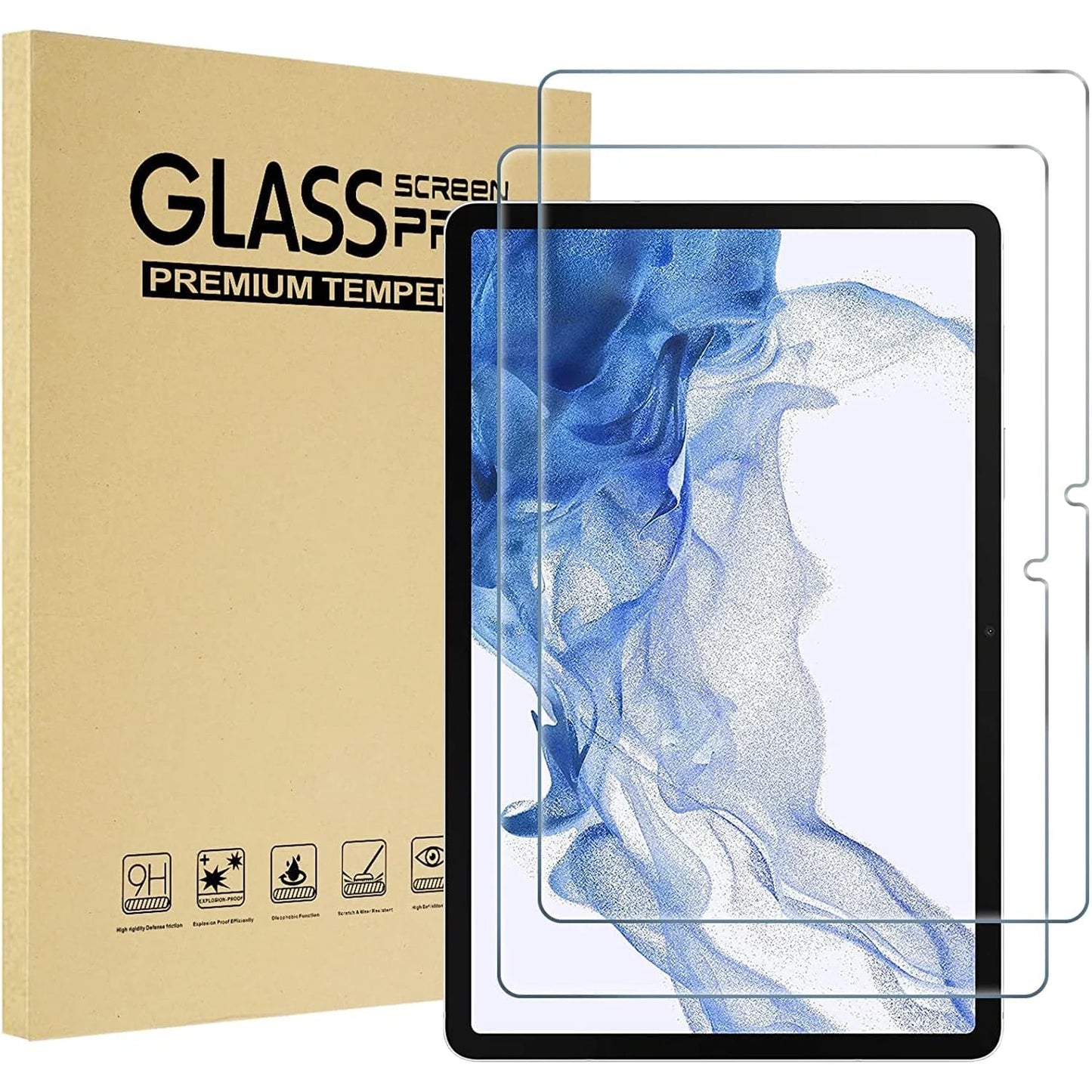 2pcs 9H Tempered Glass Screen Protector For Samsung Galaxy Tab S7 S8 S9 FE Plus 12.4'' 11.0 S5E A7 S6 Lite Tab A 10.1 A8 A9 Plus