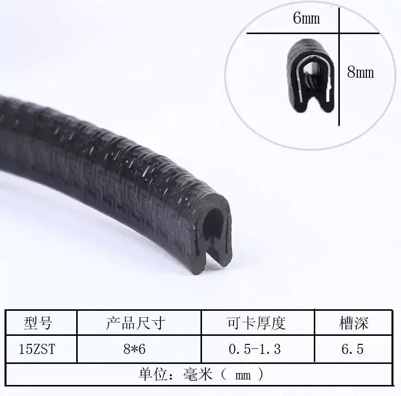 1/3M U-Shaped Sealing Strip Rubber Edging Stainless Steel Protectio Door Car Dustproof Safety Iron sheet edge protection strip