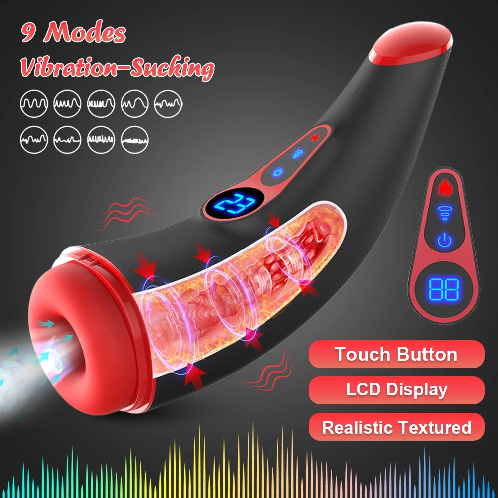 Automatic Sucking Male Masturbator Sex Toys for Men Heating Vibrating LCD Display Penis Pump Blowjob Male Adult Masturbators