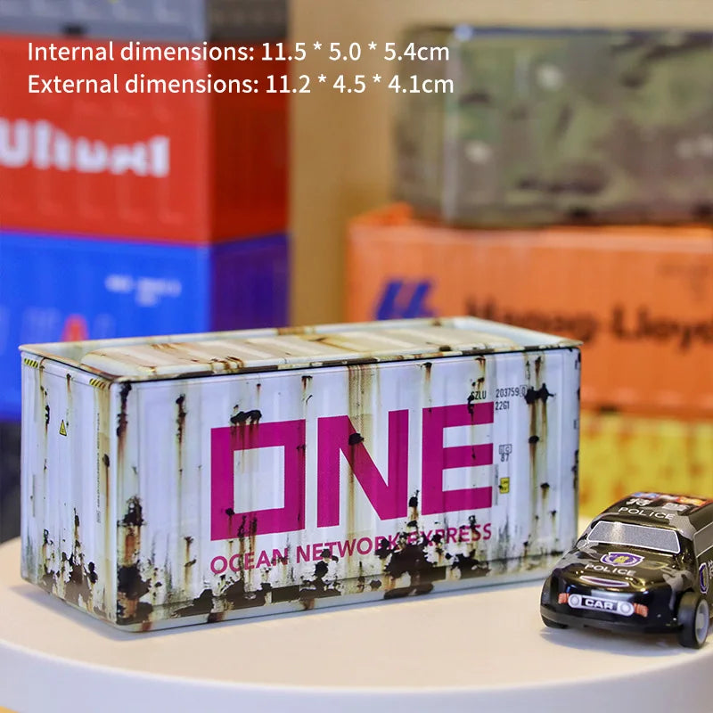 Mini Simulation Shipping Container Model Metal Storage Box Creative Desktop Organizer Ornaments Iron Box Home Office Decoration