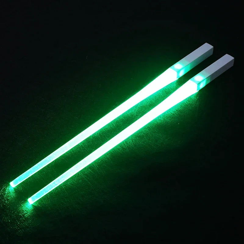 Novel 1 Pair LED Luminous Chopsticks Light Up Durable Lightweight Kitchen Dinning Room Party Food Safe Tableware Multi-color Hot