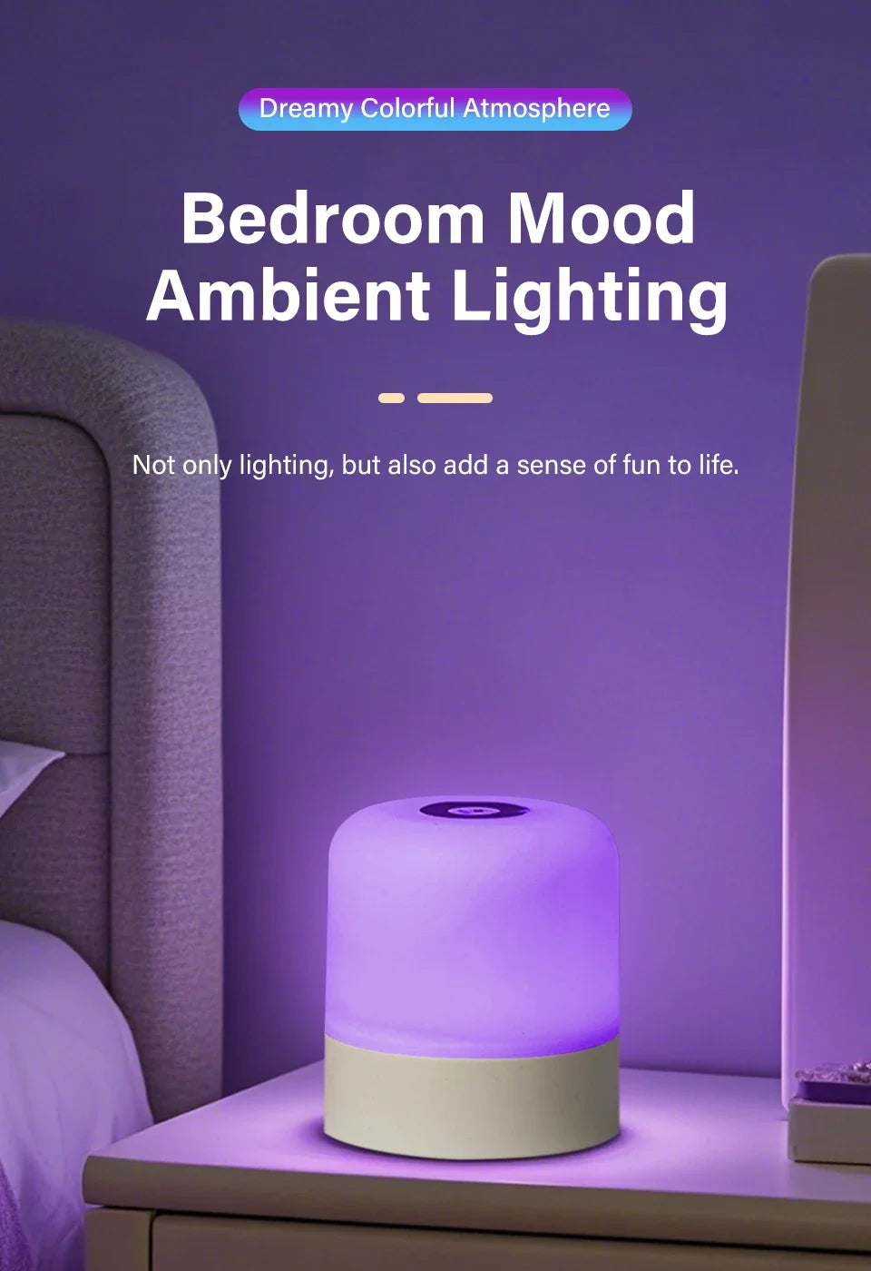 Touch Bedside Lamp Rechargeable RGB Night Light Remote Control Long Life Battery Bedroom LED Warm Desktop Decorative Lights