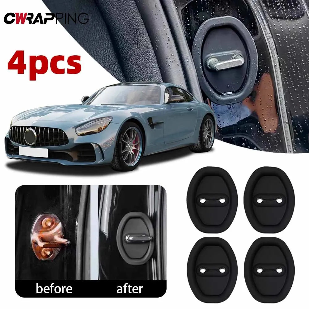 Car Door Shock Absorber Flexible Door Lock Protector Silicone Cover Car Doors Lock Buckle Mute Protective Cushion Accessories