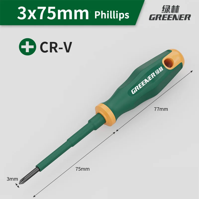 GREENERY Insulated Electrician Screwdriver Slotted Phillips Magnetic Flat Cross Durable Professional Electrical Tools for Repair