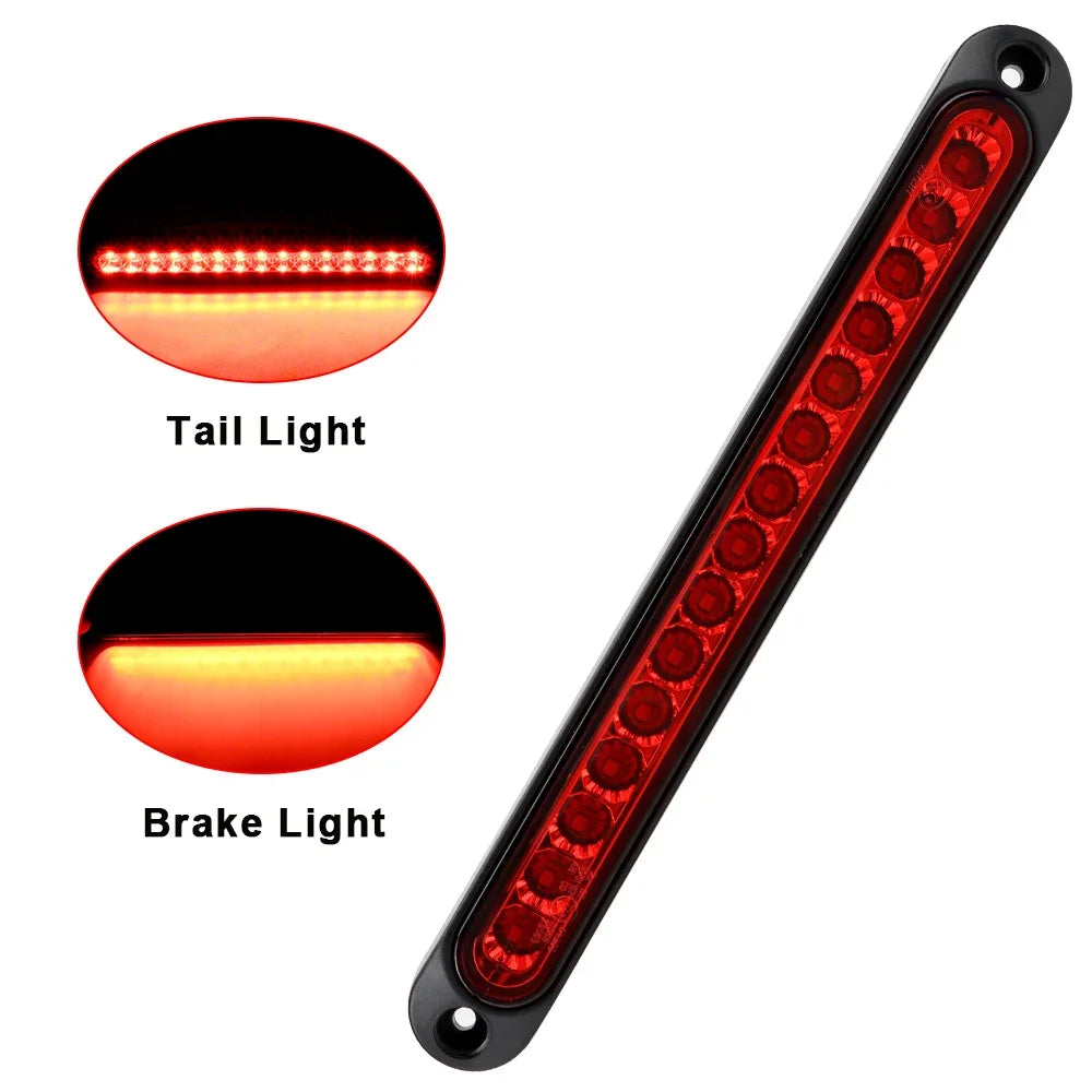 12V Taillights Car Brake Lights Turn Signal Lamp 15 LED Strips Rear Windscreen Side Stop Warning Parking Automotive Accessories