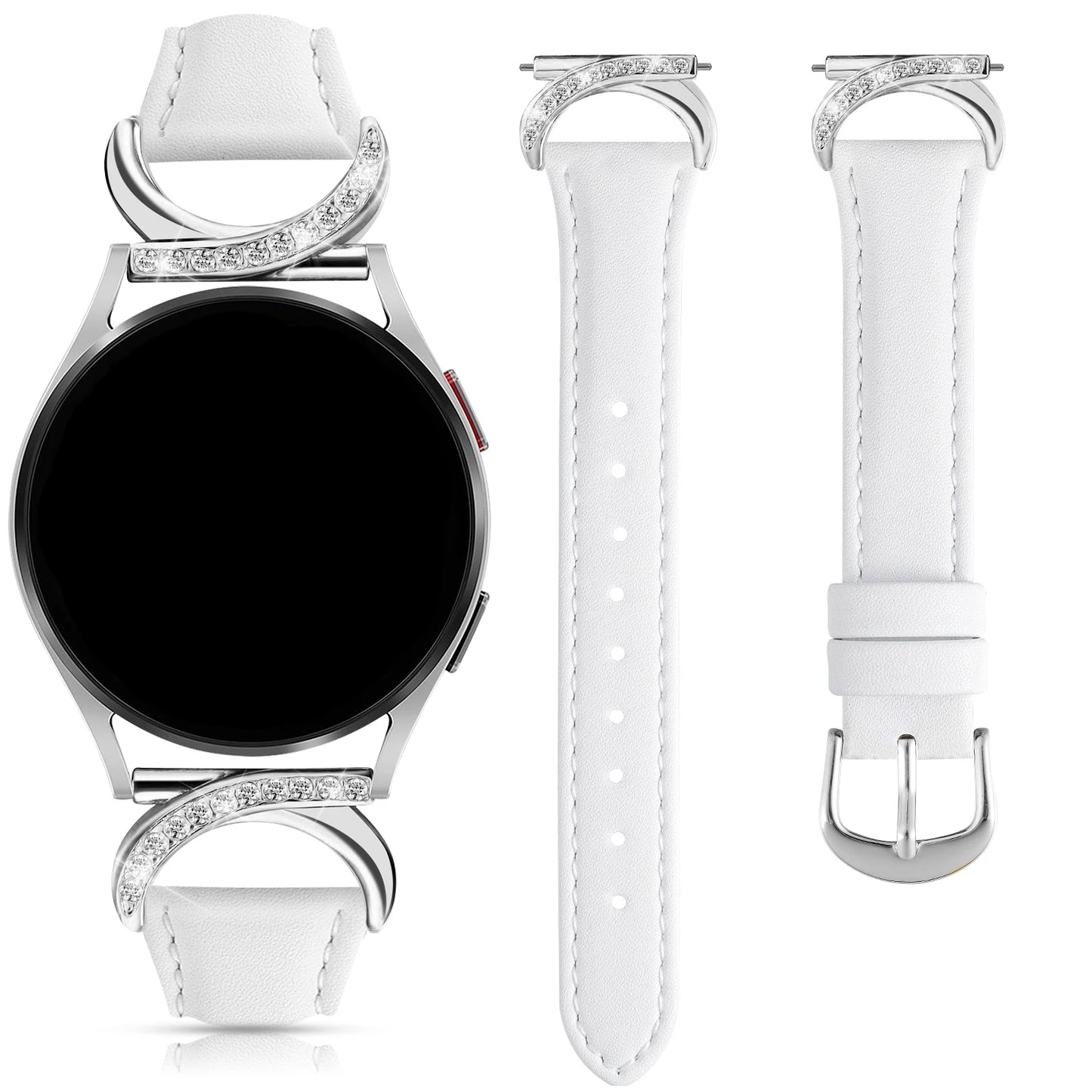 Leather strap compatible with Samsung Galaxy Watch 7/6/5/4 Classic strap 40/42/44/43/45/46/47mm Stylish 20mm strap for women