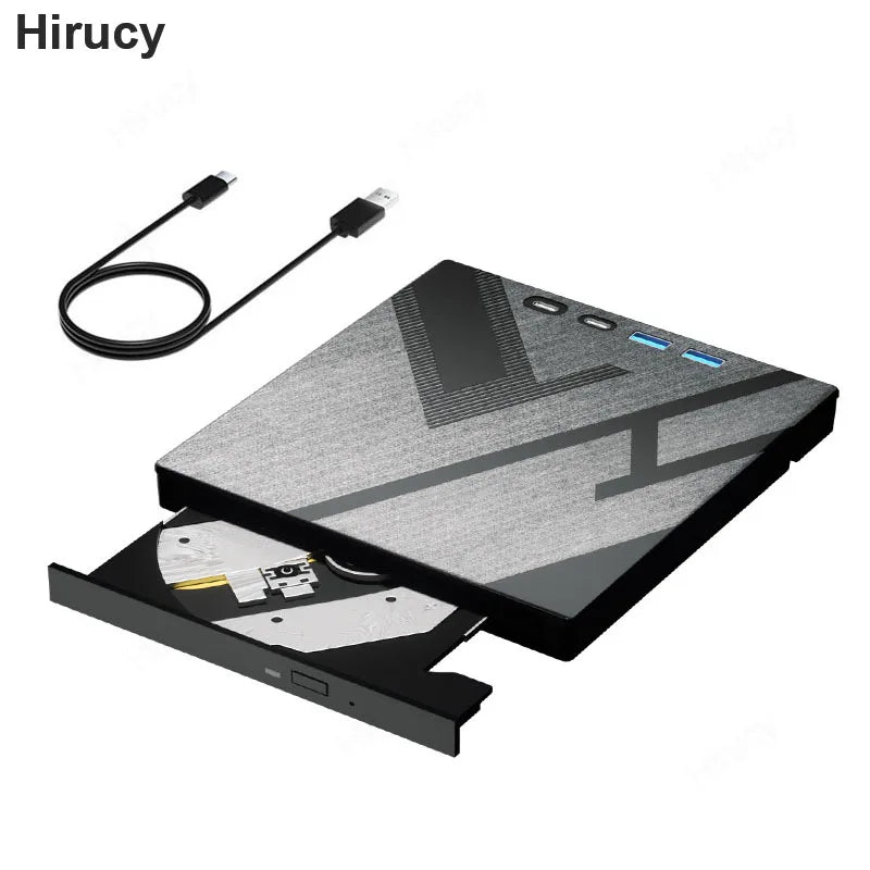 7 in 1 External Bluray Optical Drive for Laptop PC USB 3.0 Type-C BD DVD CD-RW Player Portable Burner with SD/TF Card Slot