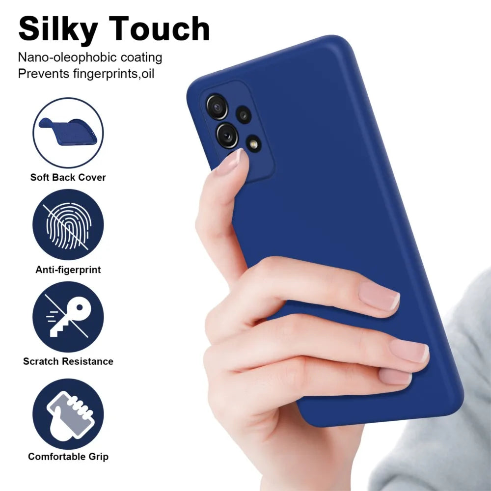 Original Liquid Silicone Phone Case For Samsung Galaxy A52 A52S 4G 5G Soft Back Cover Camera Protector Coque Bumper