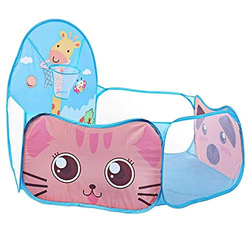 1.2m Cute Foldable Kids Playpen Outdoor Children's Ball Pool Kid Play Tent with Basket Hoop Baby Ball Pit Pool Portable Kid Tent