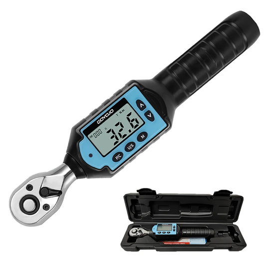New Digital Preset Torque Wrench 1/2" 3/8" 1/4"  Bidirectional Ratchet Head Professional Adjustable Bicycle Repair Hand Tools