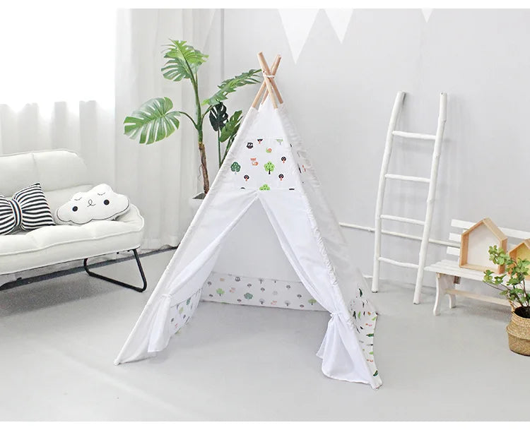 PANGDUBE 110×110×140cm Baby Playpen Children’s Toy Tent Wigwam Indoor Tipi Kids Wooden Play House Children Games Tent