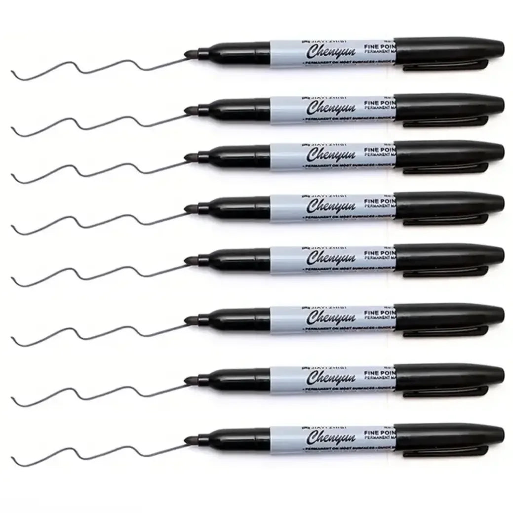 12pcs Black Permanent Marker Pens, Fine Tip, Waterproof, Quick Drying