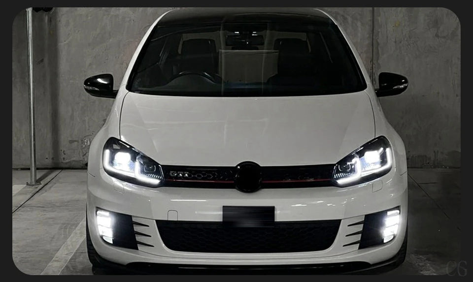 Car Styling Headlights for VW Golf 6 MK6 jetta R20 Black Samurai Style LED Headlight 2009-2012 Head Lamp DRL Signal Projector