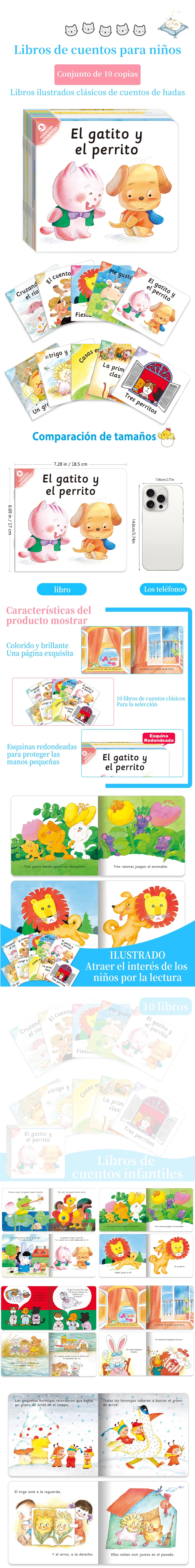 1 Set of 10 Spanish Children's Storybooks Children's Books Enlightenment Puzzle Books Early Learning Books Children's Gifts