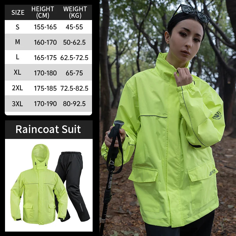 Star Field Knight Black Motorcycle Rider Raincoat Suit Men Women Riding Waterproof Clothes Raincoat Rainpants Split 2Pcs/set