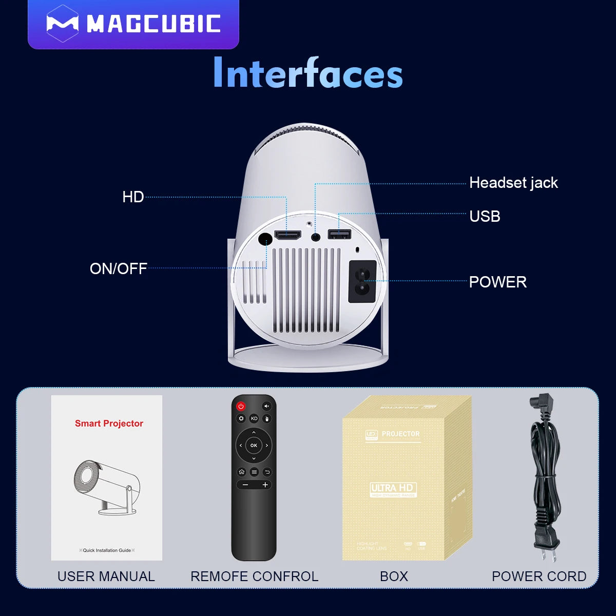 Magcubic Projector HY300 PRO 4K Android 11 Dual Wifi6 260ANSI Allwinner H713 BT5.0 1080P 1280*720P Home Cinema Outdoor Projetor