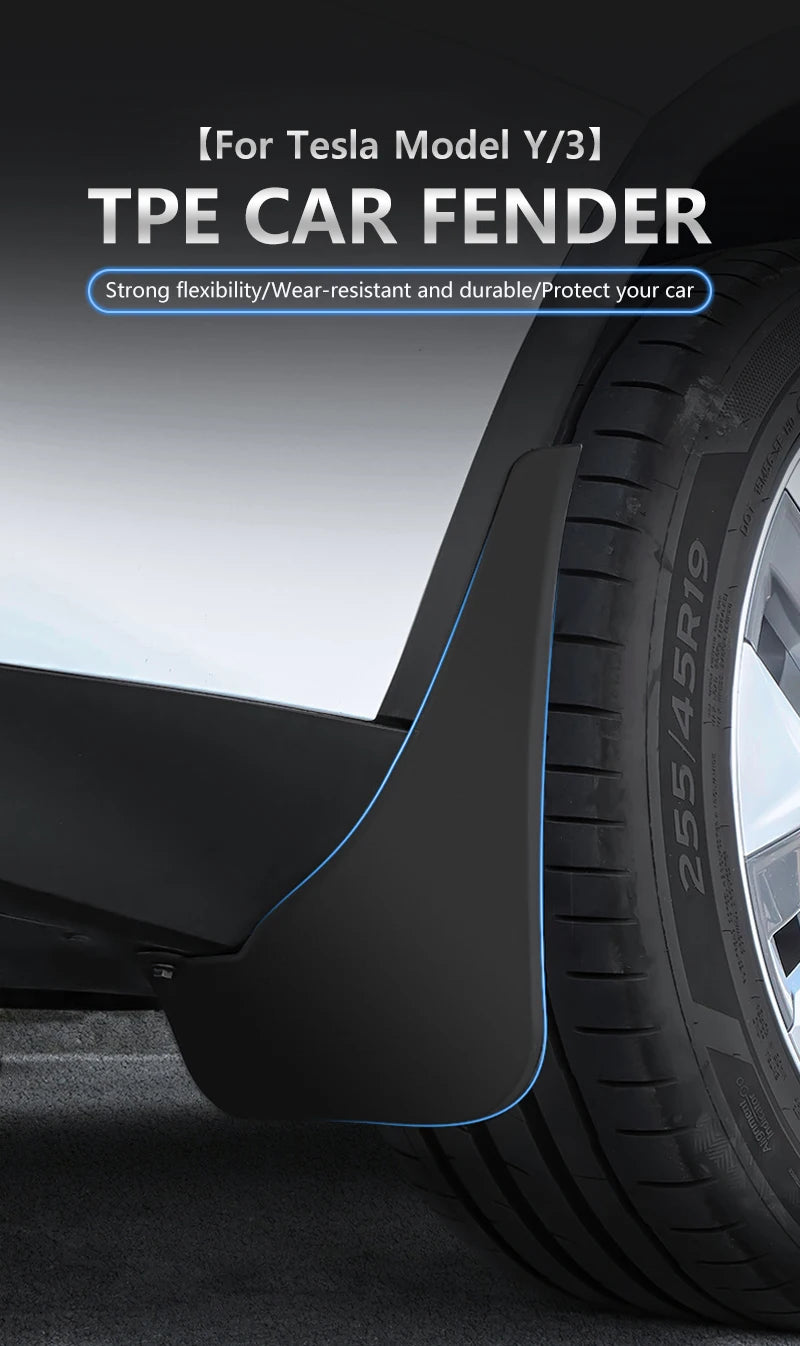 NovaAcc Fender Mud Flaps for Tesla Model Y 2017 to 2024 Model 3 2021 to 2023 2024 Highland Flexible Mud Guards for Tesla