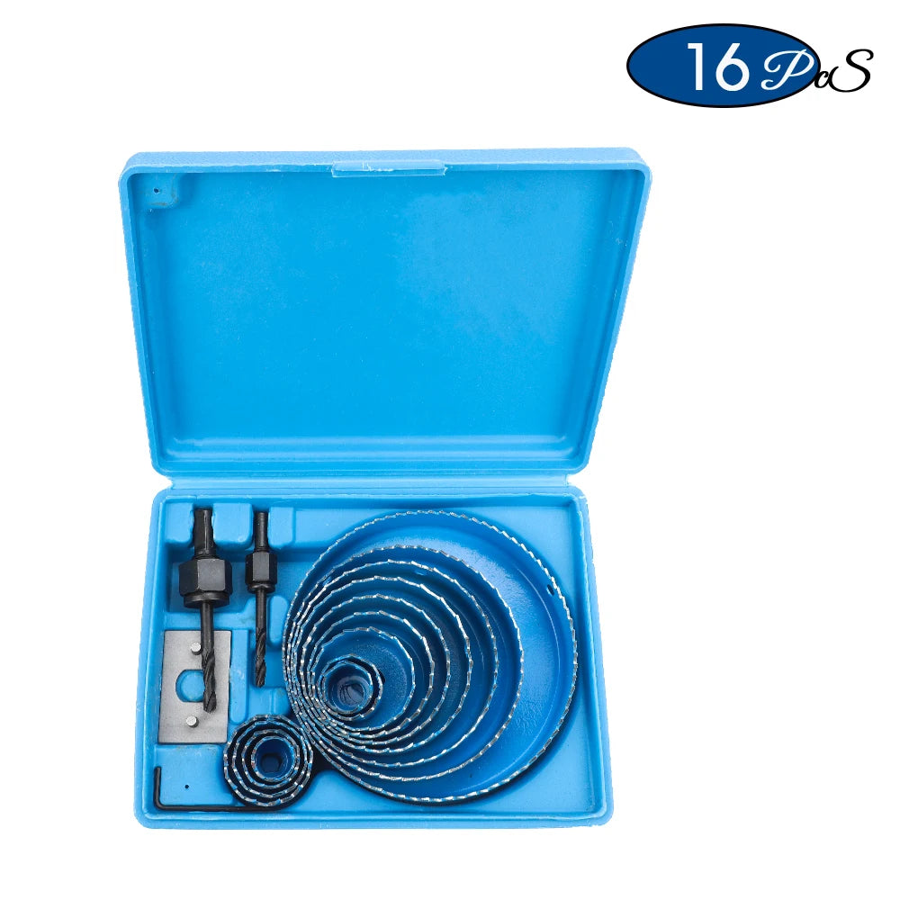 NINDEJIN 8/11/16pcs Hole Saw Kit #50 steel 19-127mm Hole Cutter Drill Bit Tool Hole Saw Set for Wood Plastic Wood Cutter