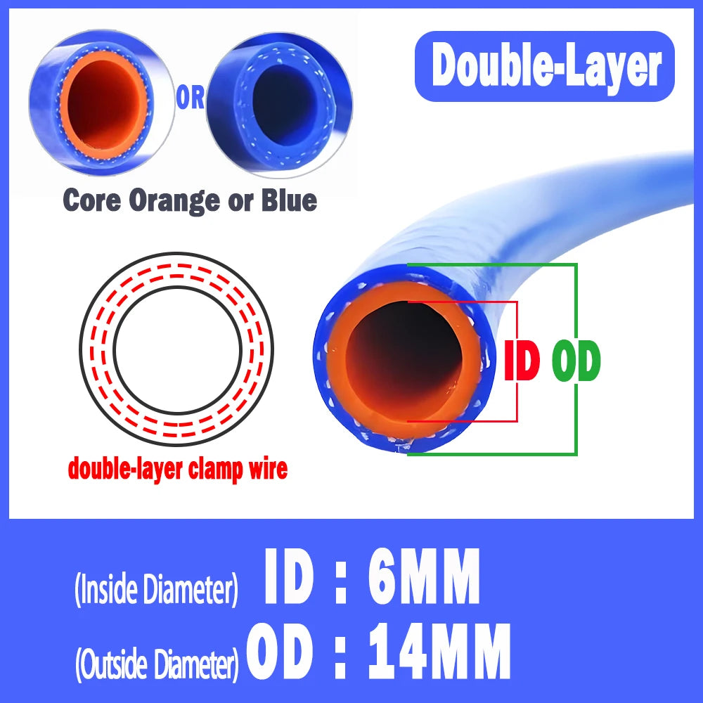 1M-20M ID 6mm-25mm Silicone Hose Heat Resistant High Presure Tube Automobile Vacuum Warm Air Water Pipe Double Layer Rubber Hose