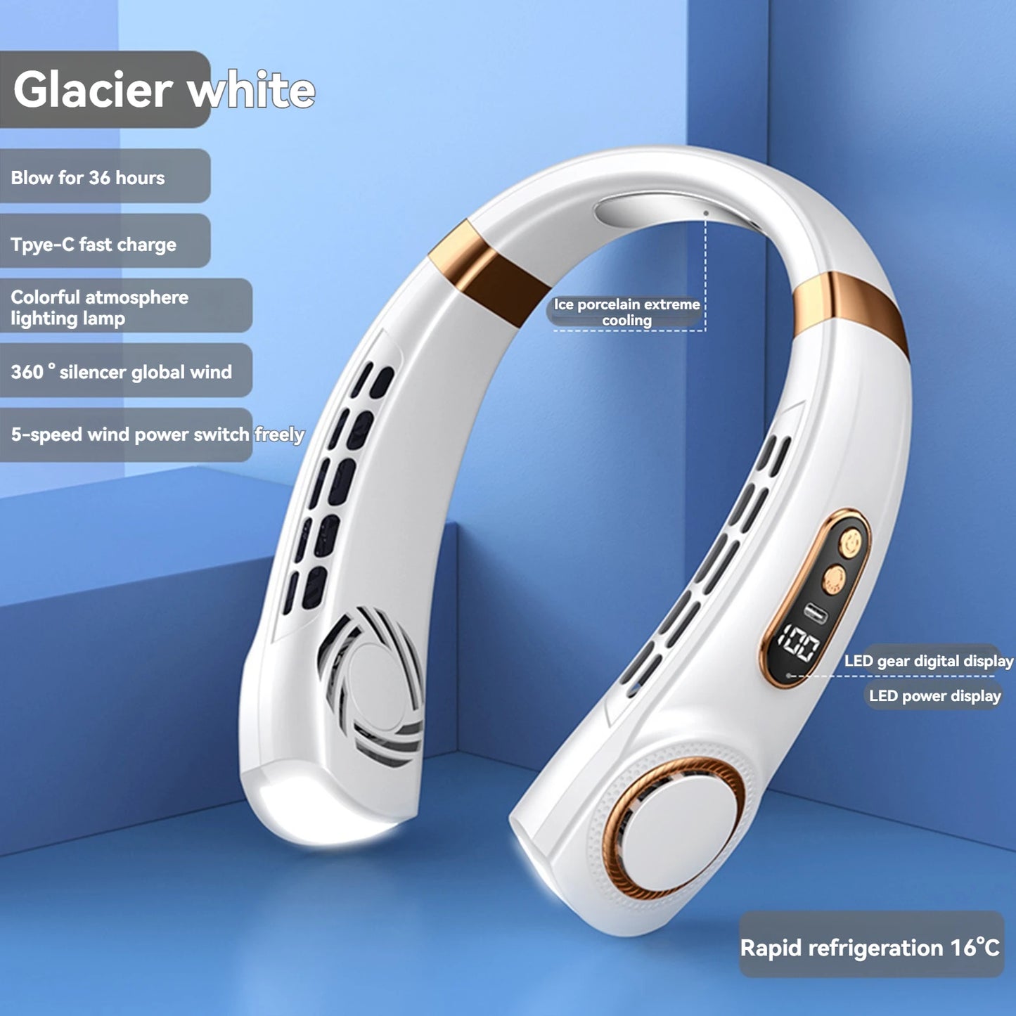 🔥2025 New Portable Halterneck Fan USB Handheld Silent Multi-function Bladeless Mini Electric Fan Cross-border