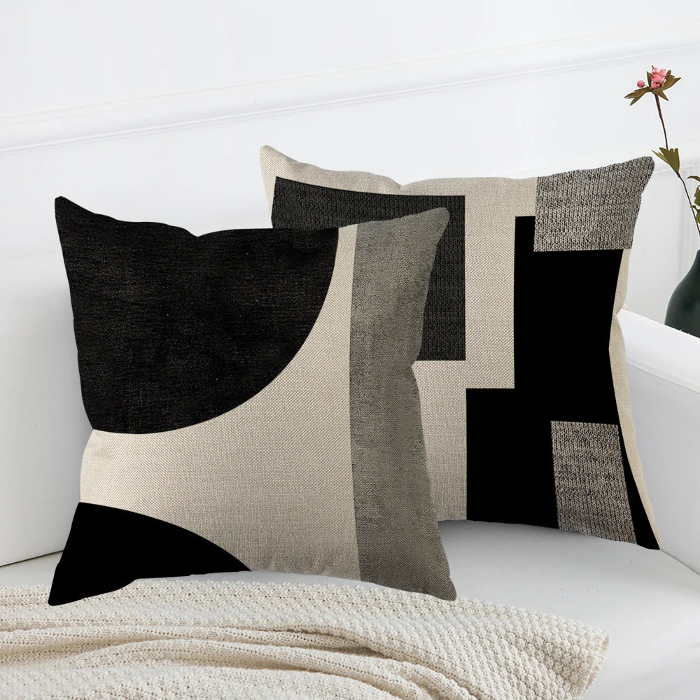 1/4pcs Abstract Geometric Throw Pillow Covers 45X45cm Modern Boho Black And White Decorative Cushion Cases Home Decor