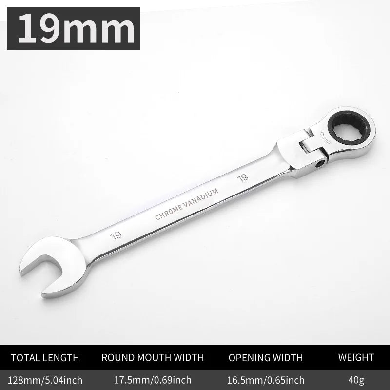 Flexible Action Wrench Spanner Nut Tool Head Metric Spanner Open End and Ring Wrenches Tool