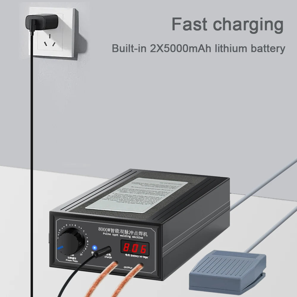 8000W Spot Welder High Power Handheld Spot Welding Machine Portable 1200A present Adjustable Welders for 18650 Battery 2x5000mah