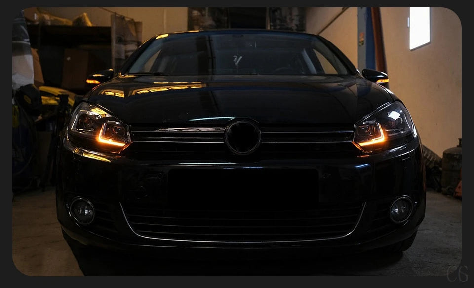 Car Styling Headlights for VW Golf 6 MK6 jetta R20 Black Samurai Style LED Headlight 2009-2012 Head Lamp DRL Signal Projector