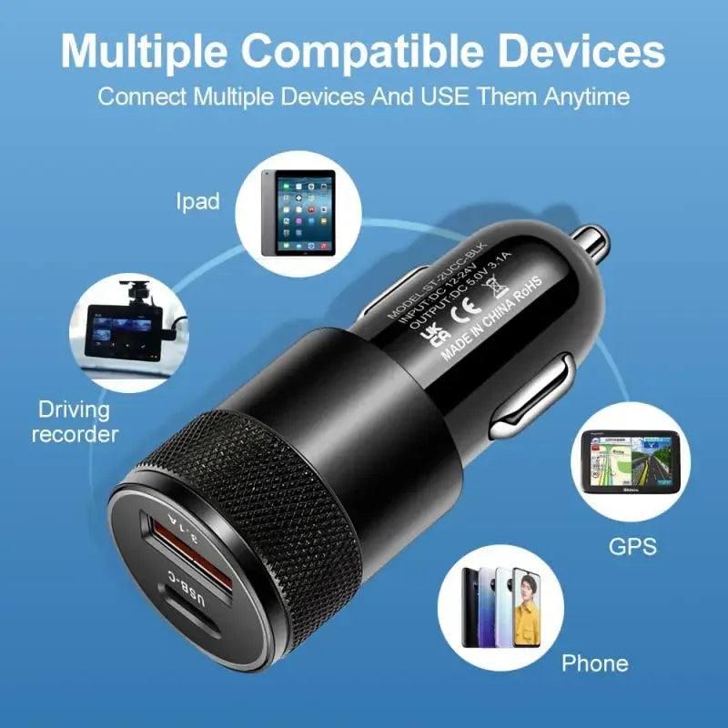 30W Mini USB C Car Charger PD Fast Charge Phone Power Adapter For iPhone Samsung Xiaomi Huawei USB Car Cigarette Lighter Socket