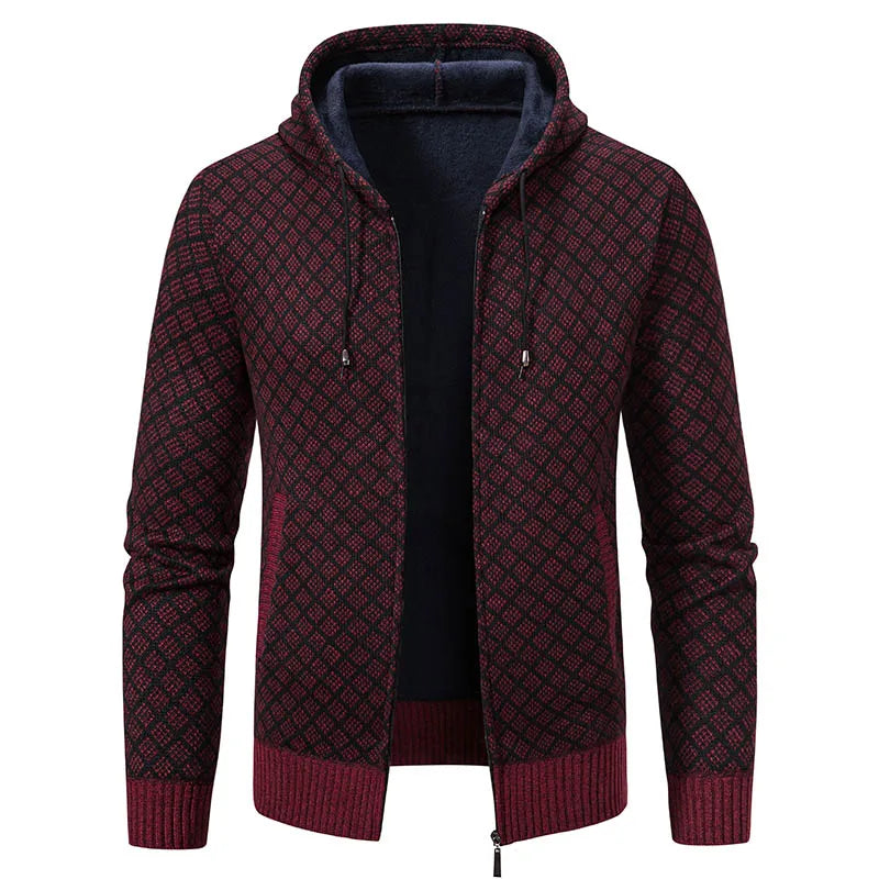 Men's Winter Knitted Sweaters Zip Up Knit Cardigan Casual Hooded Outwear Mens Sweater Coat Versatile Top Clothes