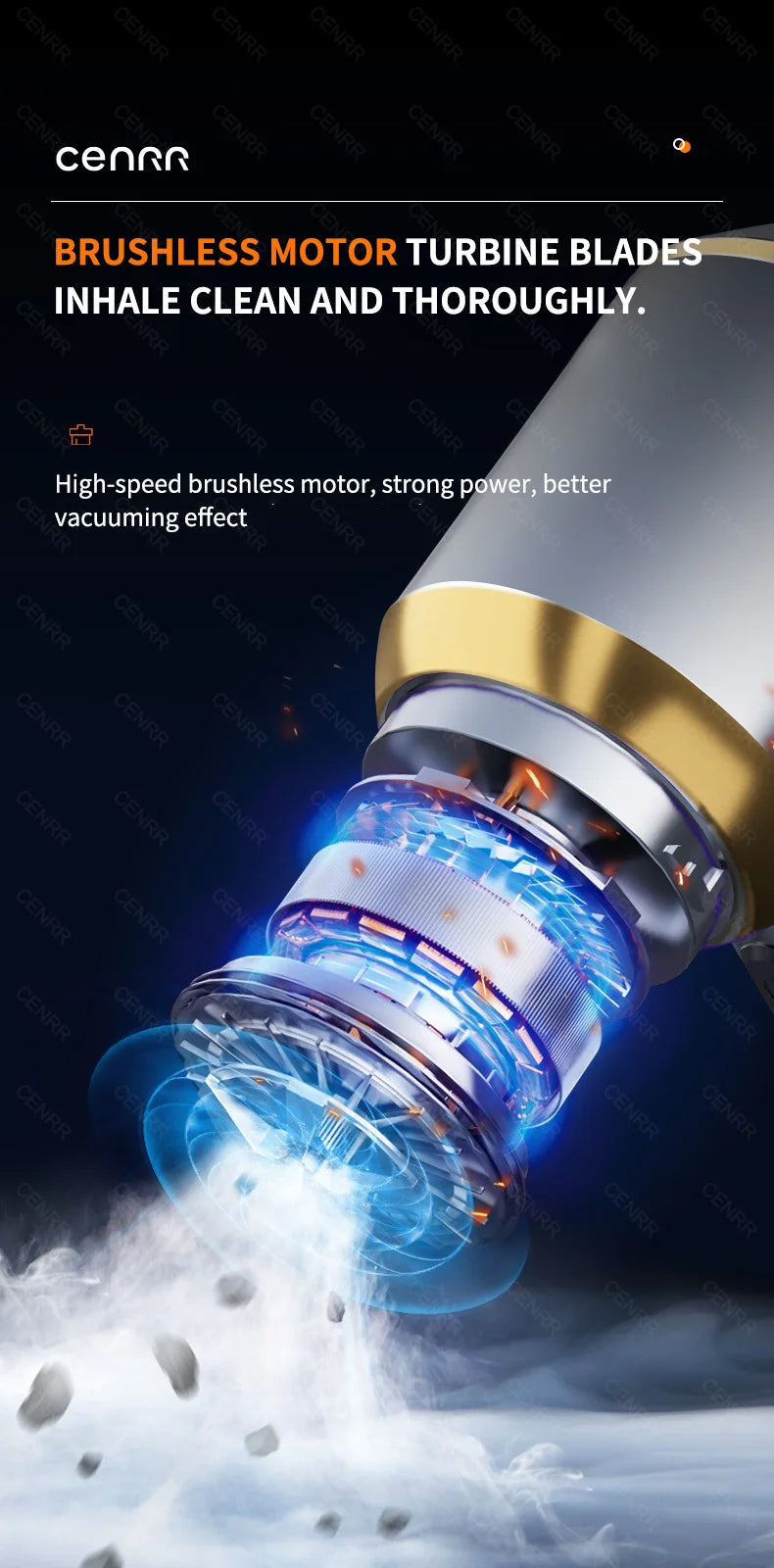 CENRR 360000PA Mini Car Vacuum Cleaner Cordless Powerful Wireless Car Cleaner HandHeld Portable Vacuum Cleaner Cleaning Machine