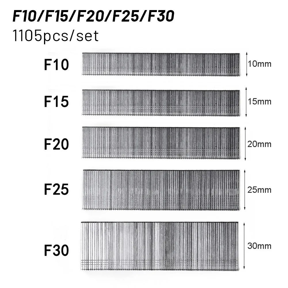 1105 Pcs Staples F15/F20/F25/F30 Straight Brad Nails For DIY Gardening Woodworking Home Improvement Hardware Fasteners Tools