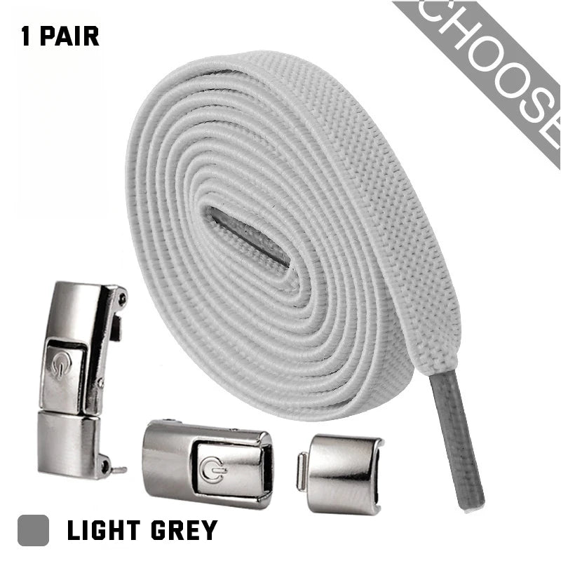 New Press Lock Shoelaces without ties Elastic Laces Sneaker 8MM Widened Flat No Tie Shoe laces Kids Adult Shoelace for Shoes