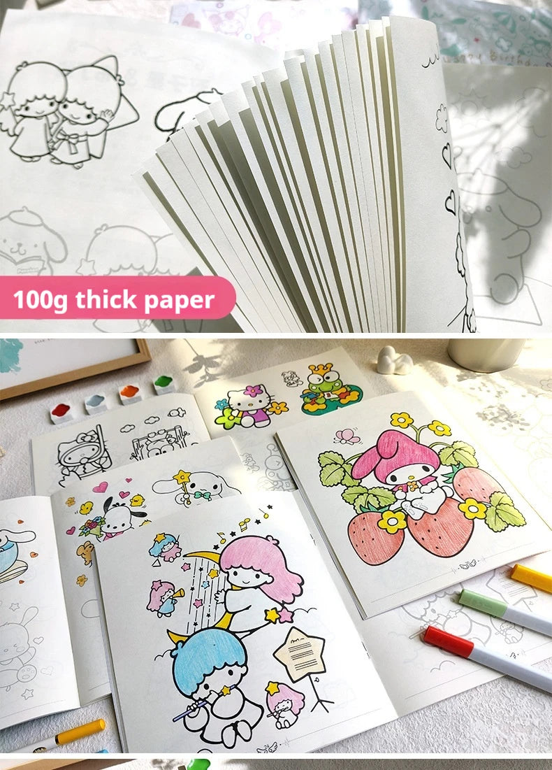 New Sanrio Kuromi Painting Notebook Children'S Sketching Coloring Copy Notebook Elementary School Cartoon Anime Line Draft