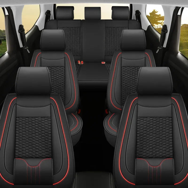 7 Seater Car Seat Covers Full Set With Waterproof Leather Compatible Automotive Vehicle Cushion Cover Universal Fit