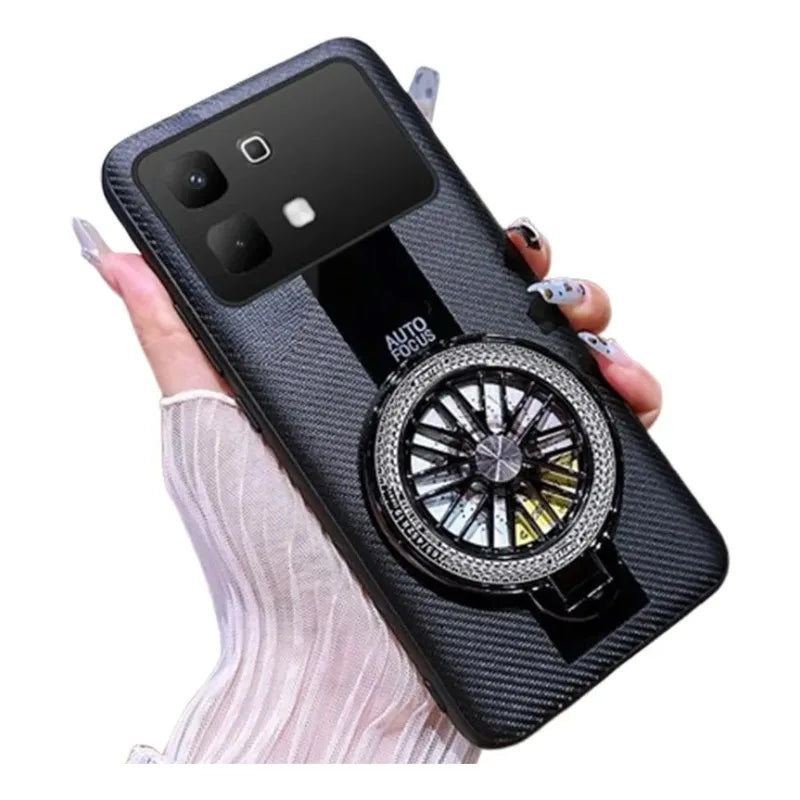 For Infinix Note 60 Pro 5G Solid color synthetic leather silicone shell with heat dissipation bracket For Infinix Note 60 Pro 5G