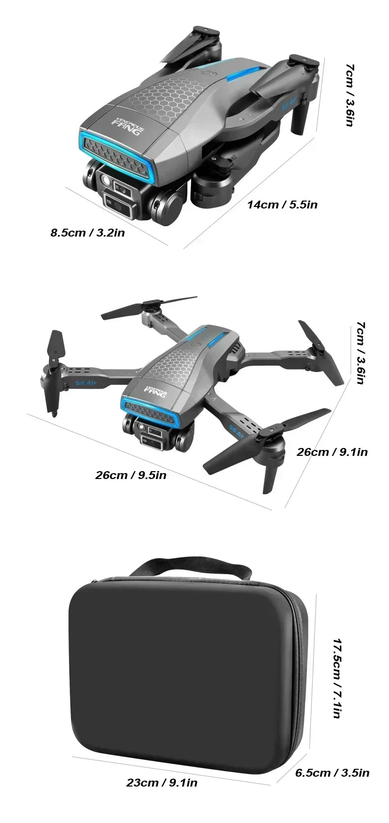 New S8 AIR GPS 5G Drone 8K HD Camera WIFI FPV Obstacle Avoidance Optical Flow Cool Lighting RC Foldable Quadcopter Gifts Toys