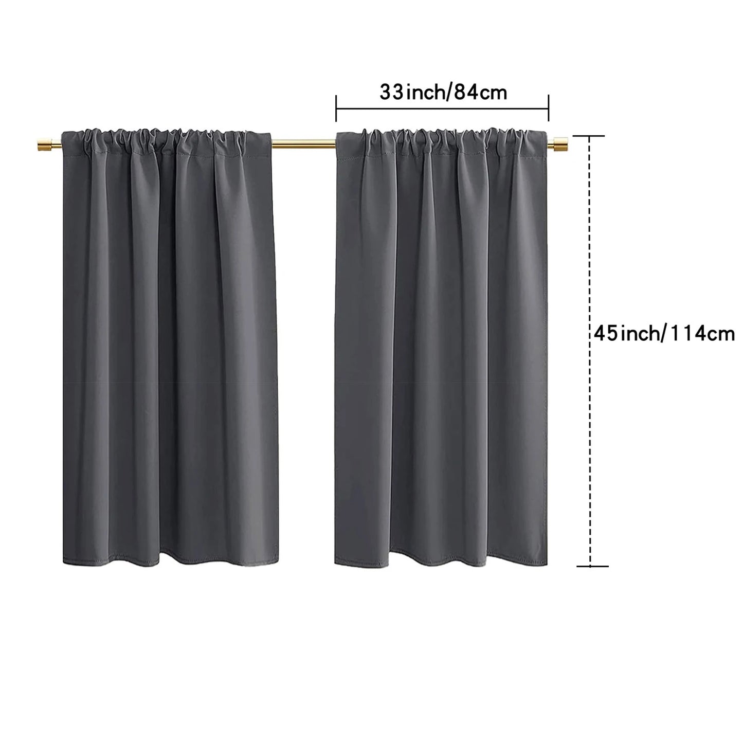 2 Panels Short Curtains for Kitchen RV Curtain Tiers 100% Blackout Drapes Rod Pocket Light Block Privacy Small Window Curtains