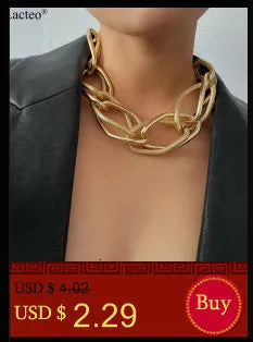 Lacteo Trendy Gold Color Petals Shape Short Neck Chain Necklace Choker for Women Jewelry Collar Clavicle Necklaces Gifts Party