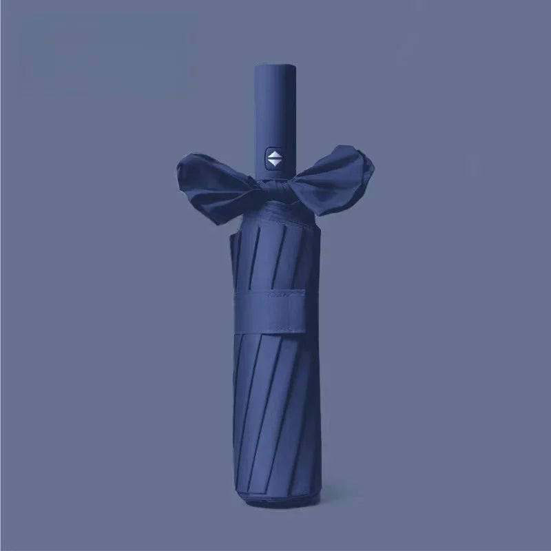 12 Bone Black Glue Fully Automatic Umbrella With Thick And Durable Keel Three Fold Umbrella UV Resistant Folding Umbrella 12 Bon